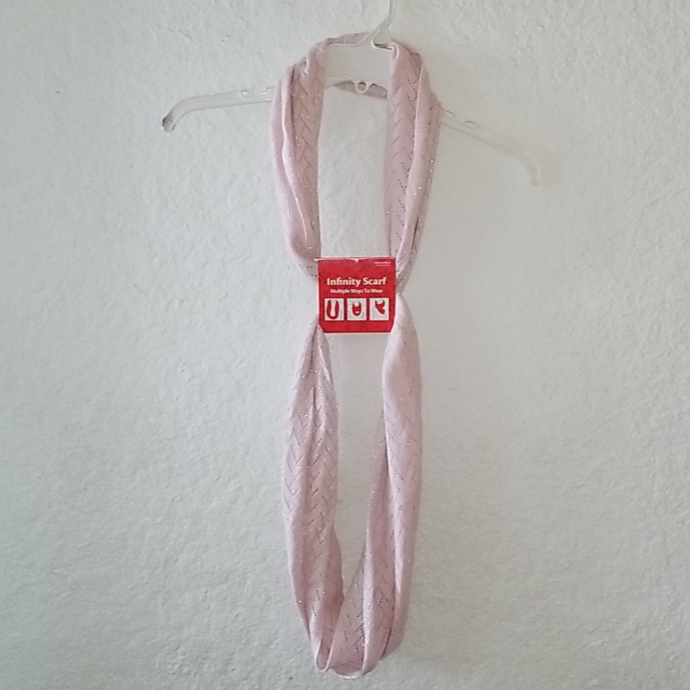 PINK METALLIC INFINITY SCARF